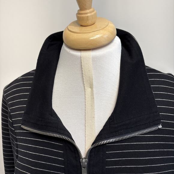 CABI Black White Stripe Metal Zip Modern Casual Minimalist Tailored Jacket M - Picture 5 of 14